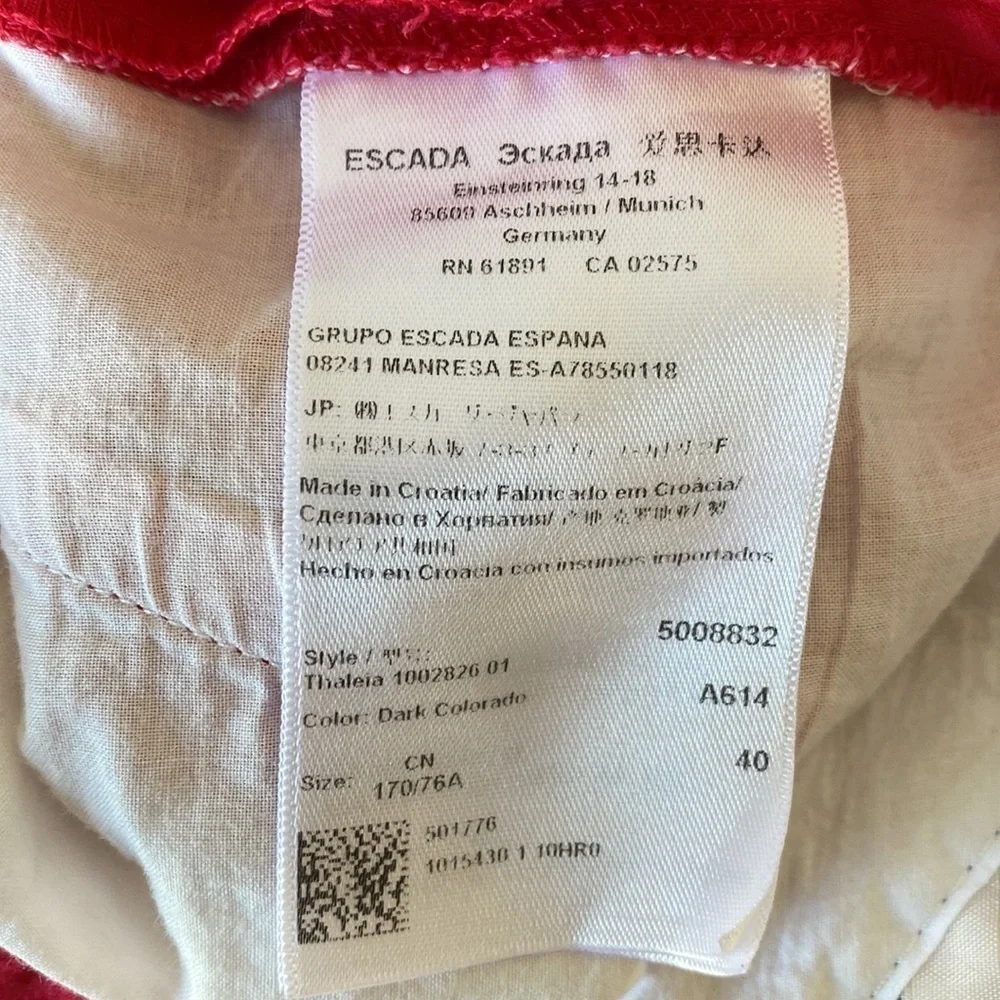 Escada Sport Hot Pink Print Ankle Trousers Size 40 = 8/10 US